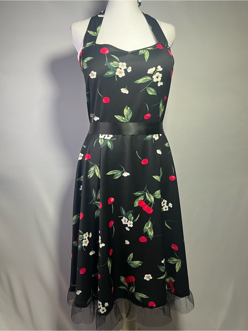 Black Cherry Halter Swing Dress